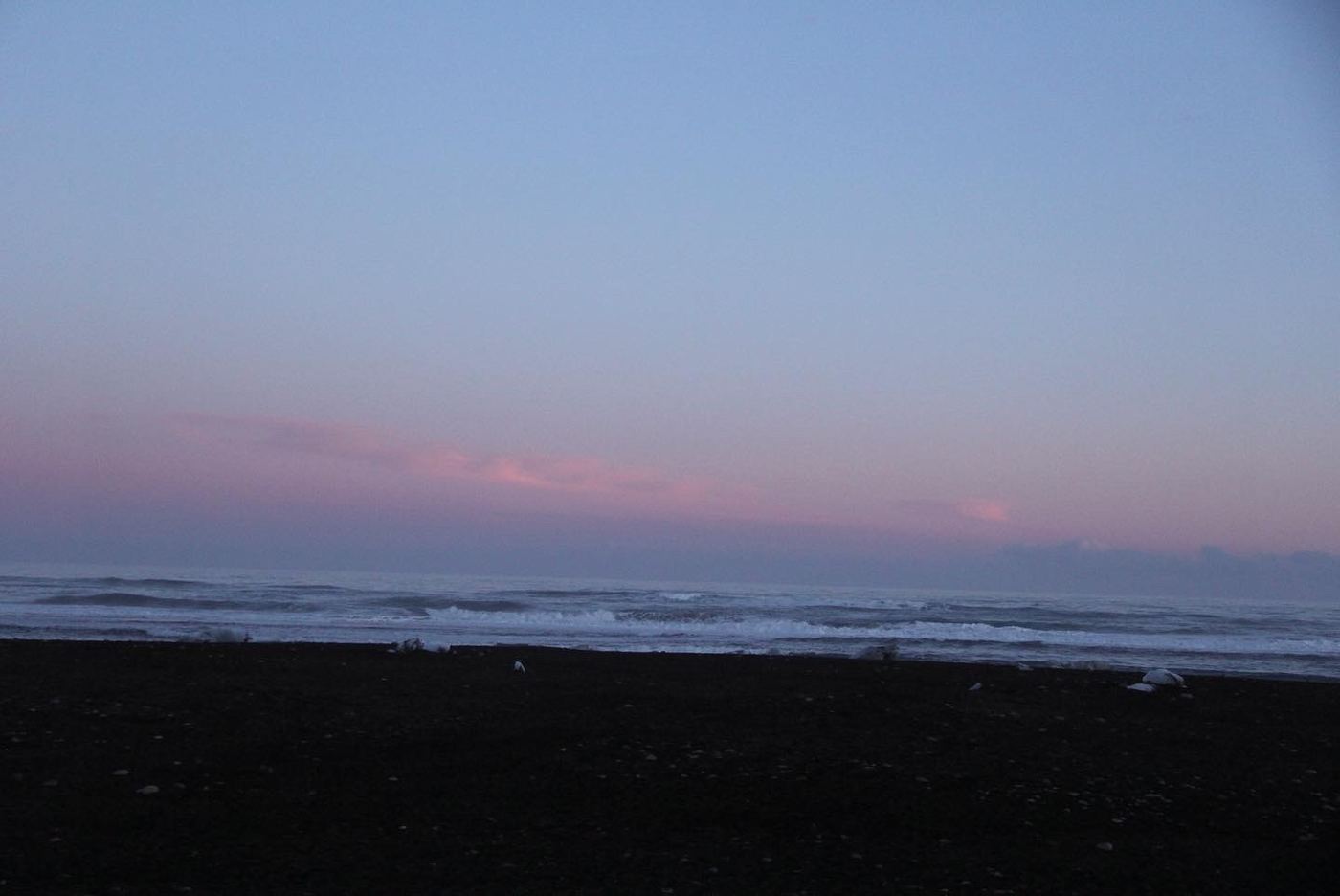 Black sand beach at dusk, Iceland