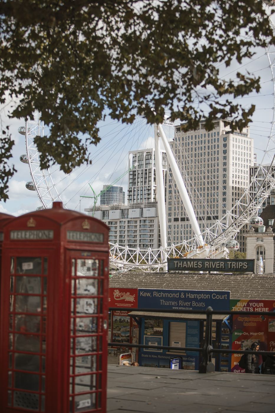 Red telephone box and London Eye
